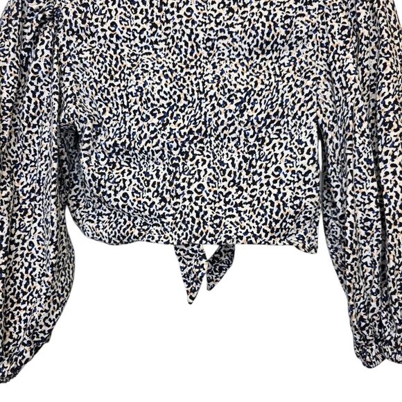 Express Women's XXS Animal Print Long Sleeve Tie-Front Long Sleeve Crop Top - Picture 11 of 16